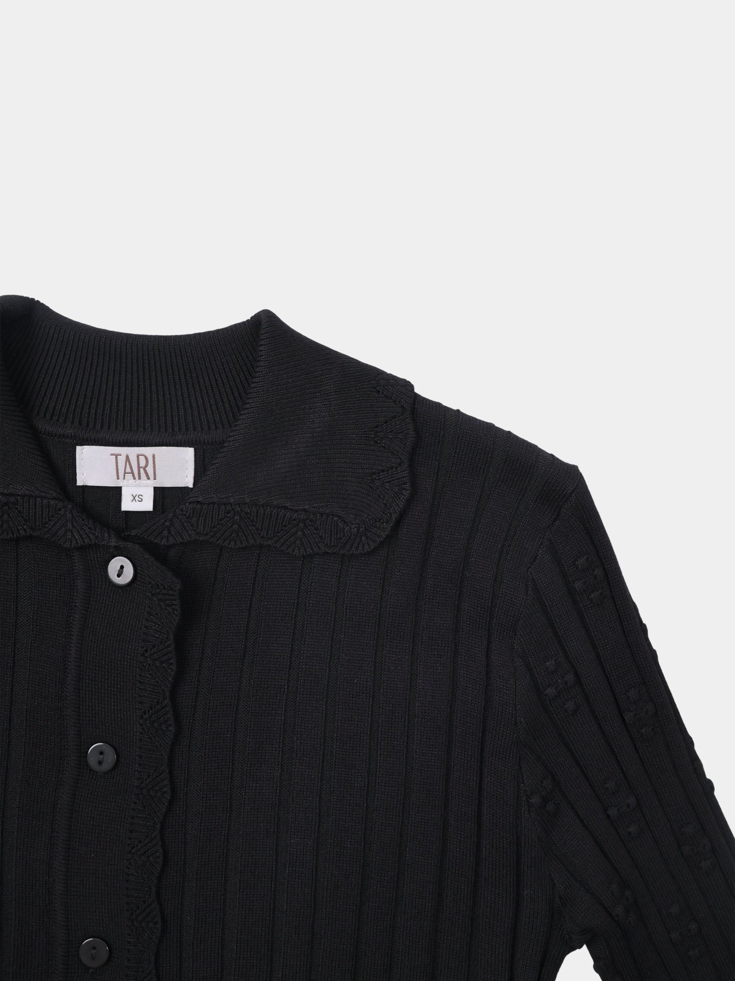 Scalloped Edge Cardigan-Black