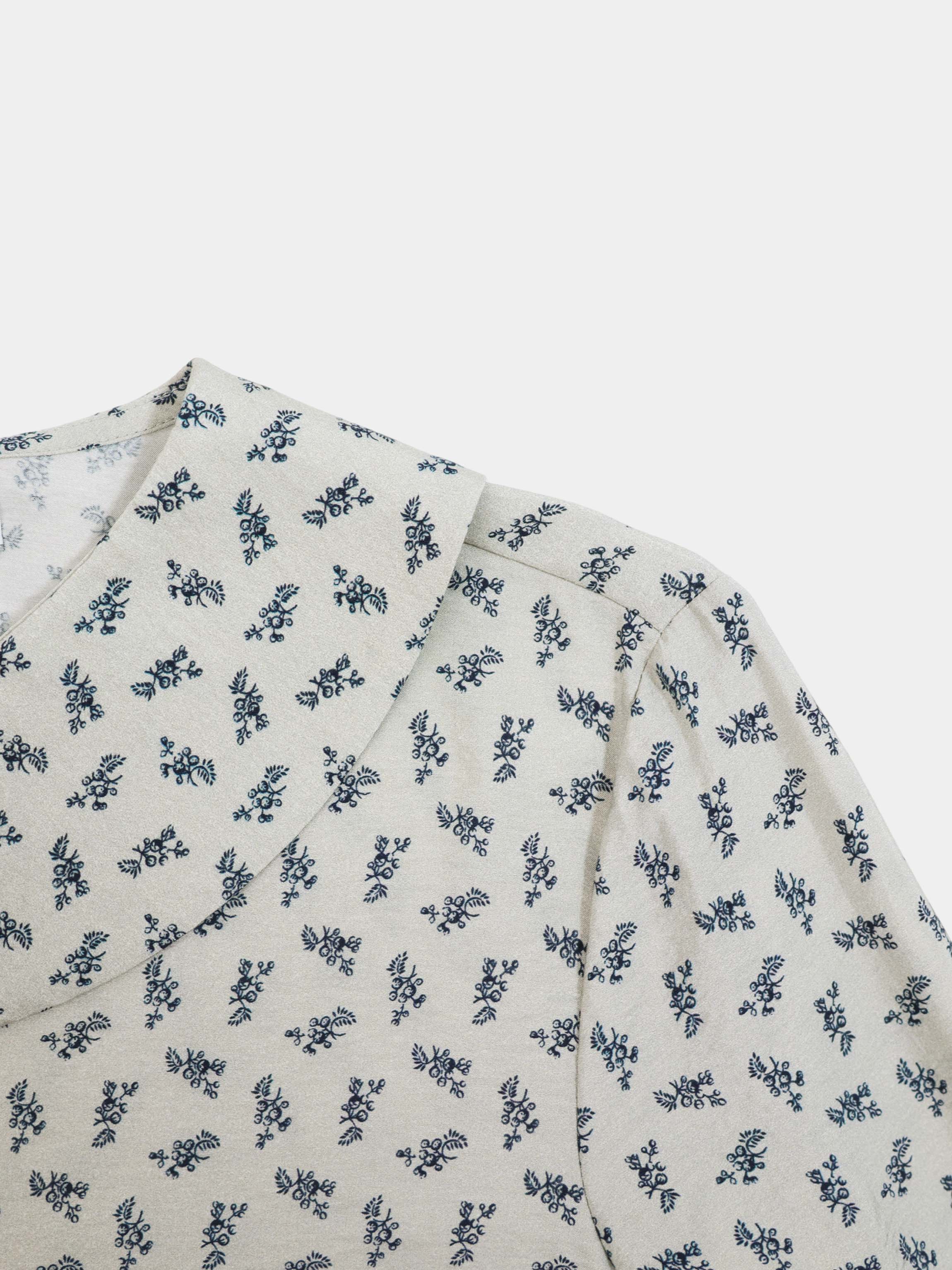 Peter Pan Collar Blouse-Grey Floral