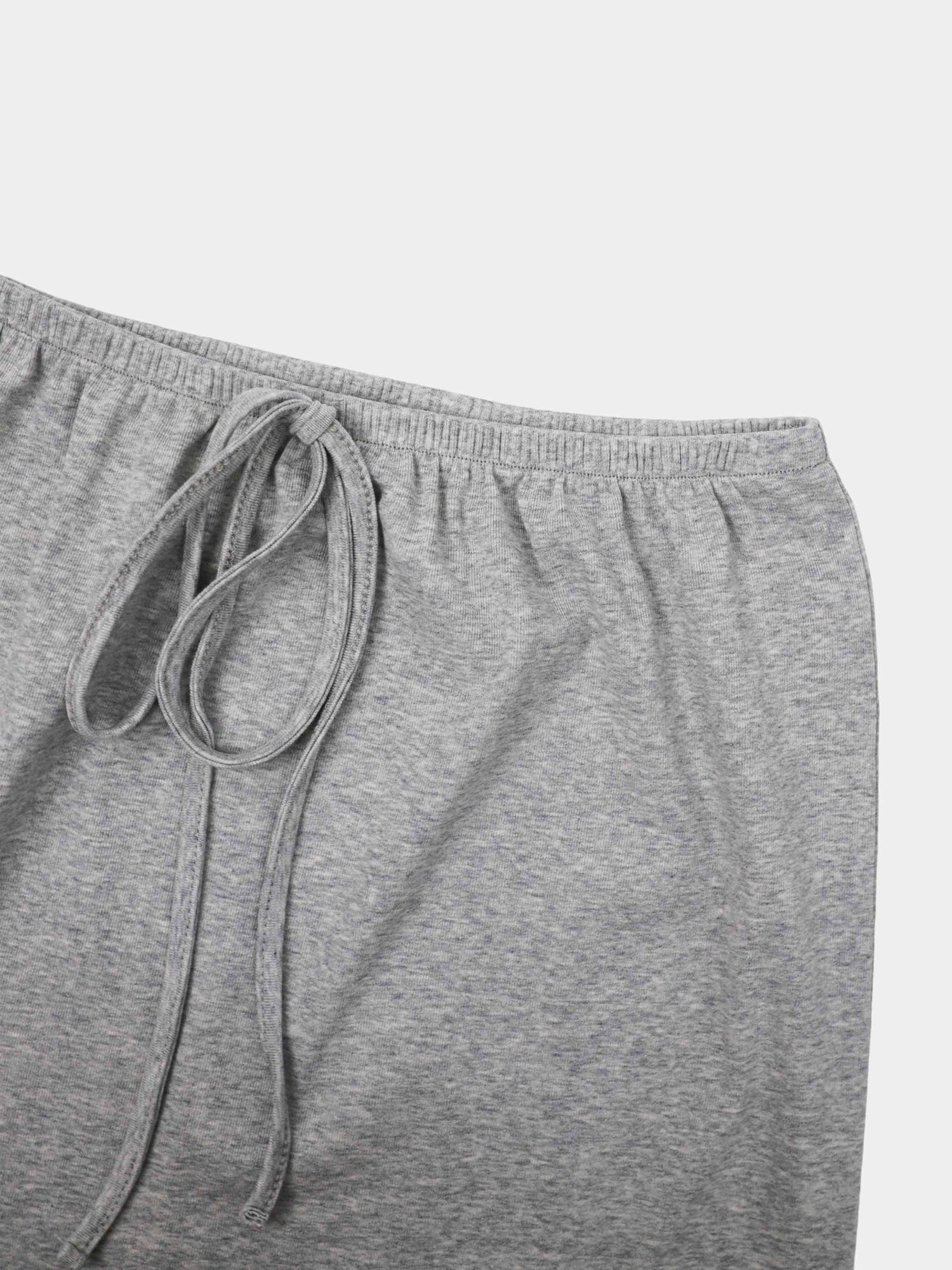 Straight Maxi Drawstring T-Shirt Skirt-Grey