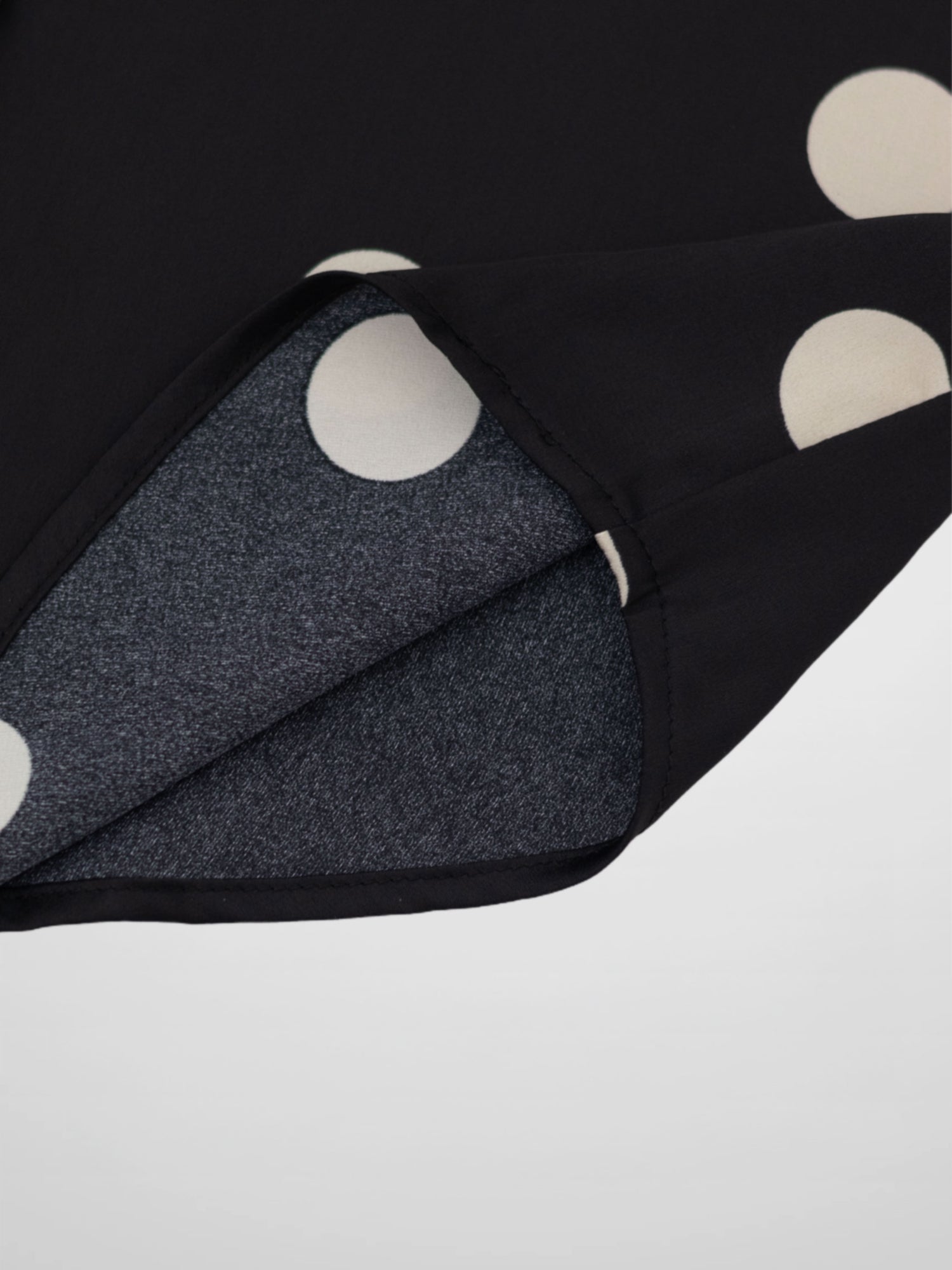 Oversized Satin Blouse-Black/Cream Polka Dot