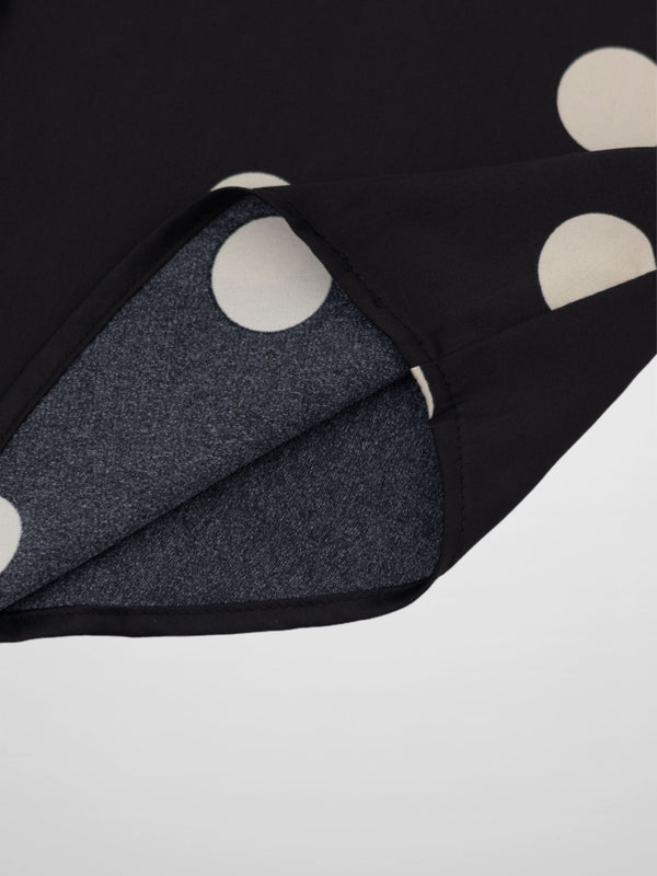 Oversized Satin Blouse-Black/Cream Polka Dot