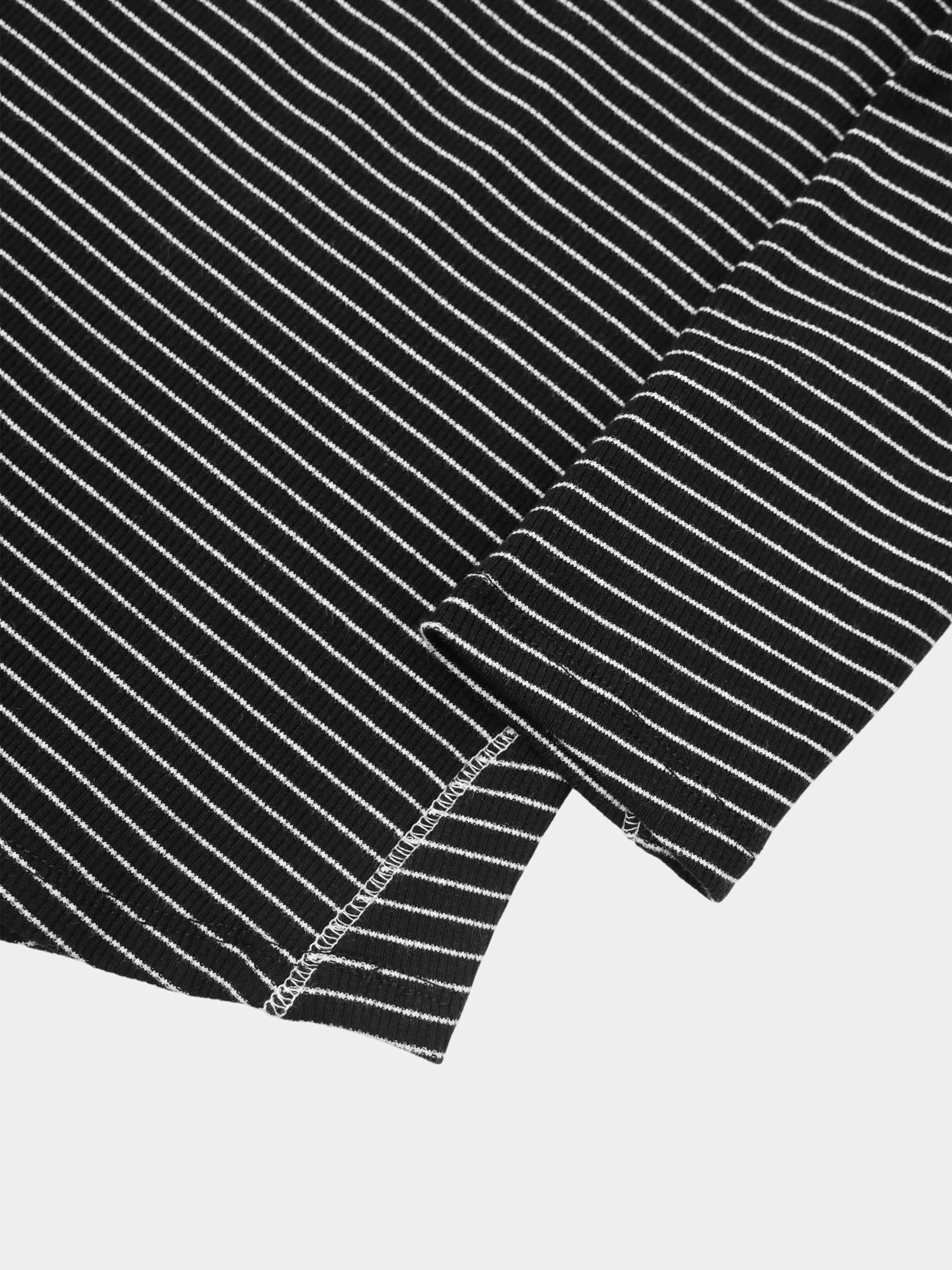 Striped Cross Stitch T-Shirt-Black