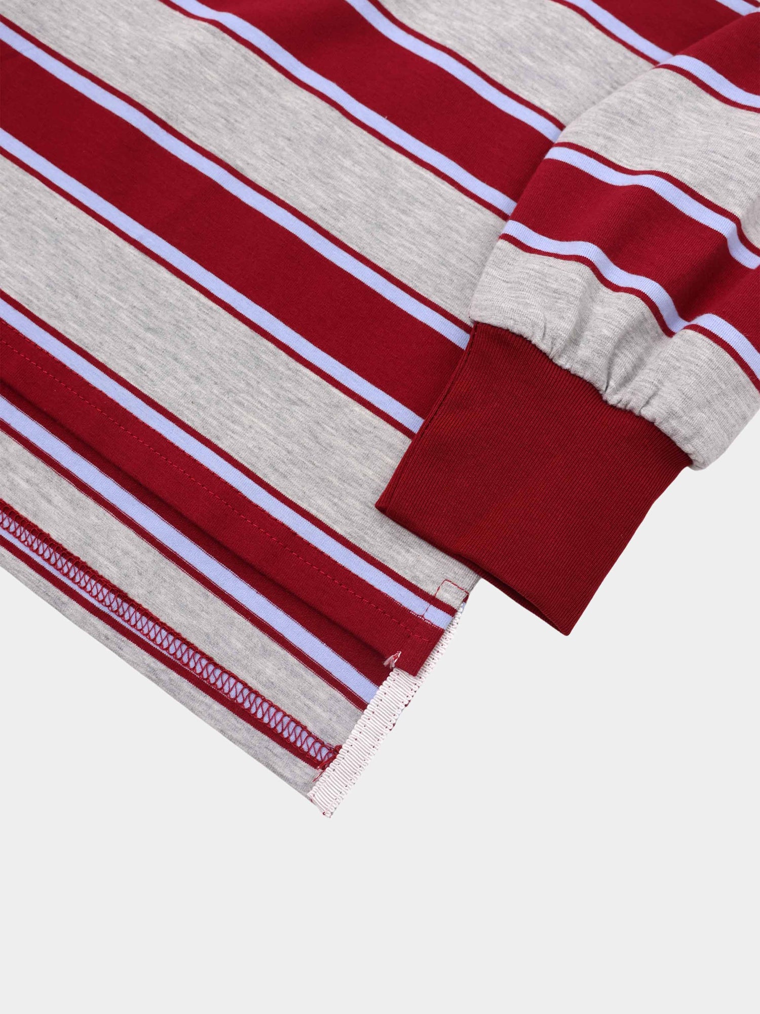 Wide Stripe Rugby T-Shirt-Grey Stripe