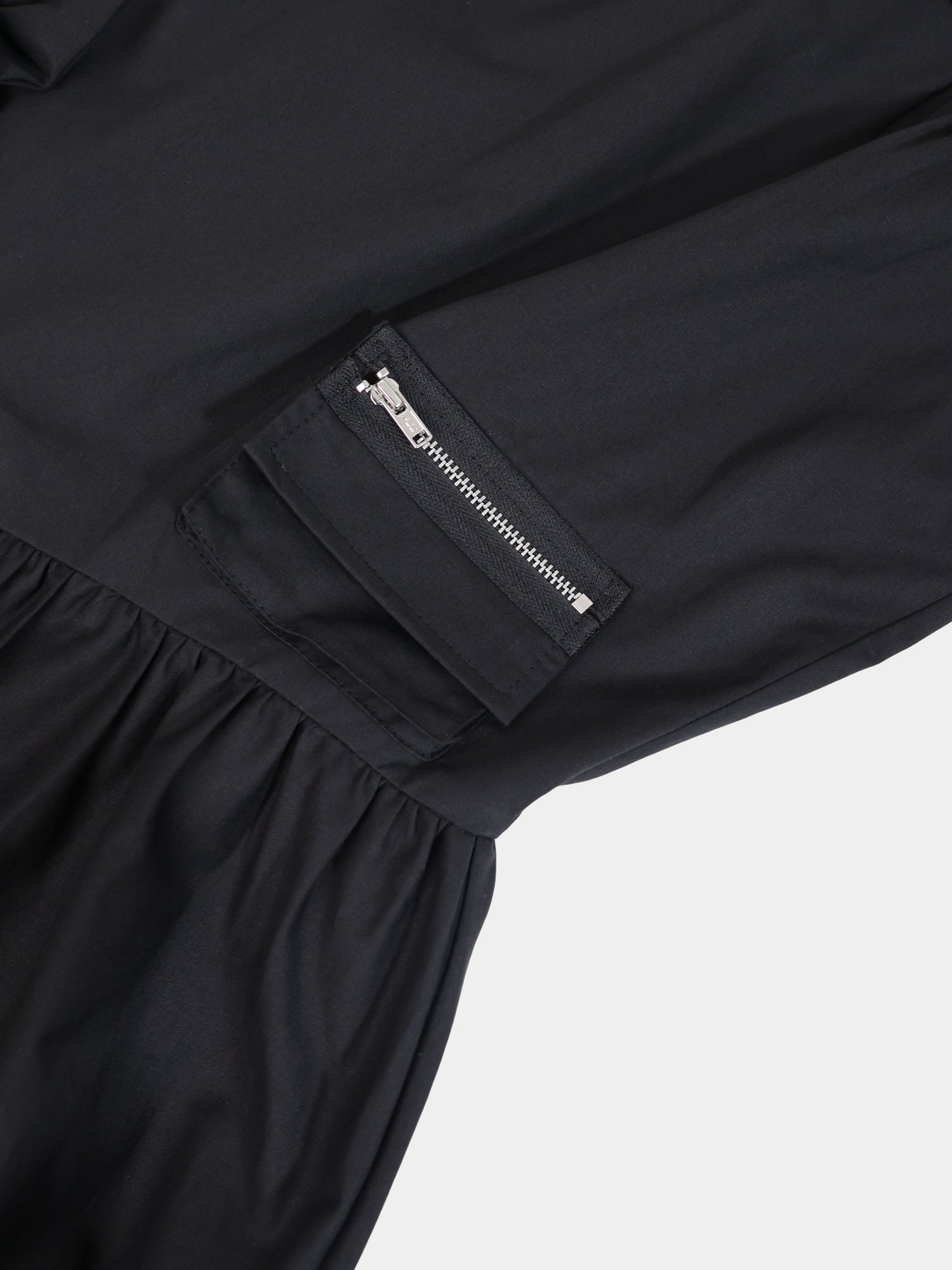 V Gathered Waist Jumper-Black