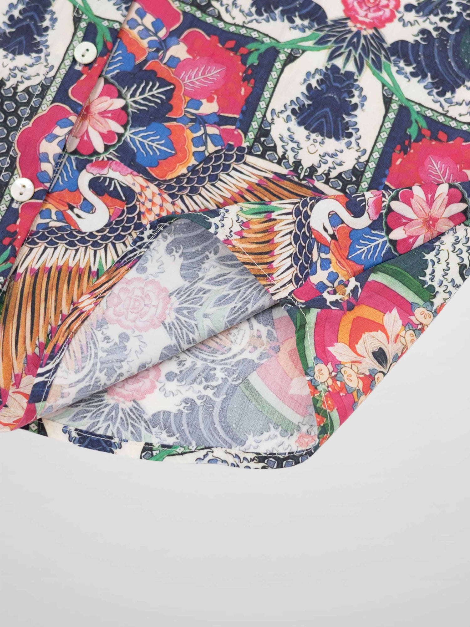 Printed Crinkle Button Down Blouse-Mosaic