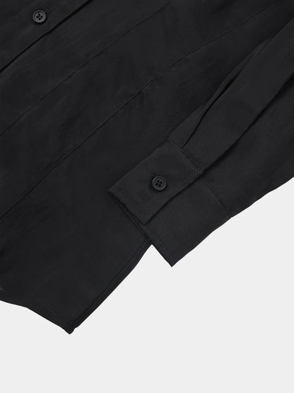 High V Neck Blouse-Black