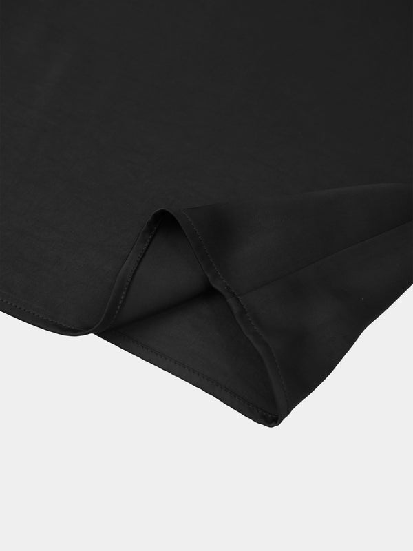 Faux Satin Ruffle Skirt - Black