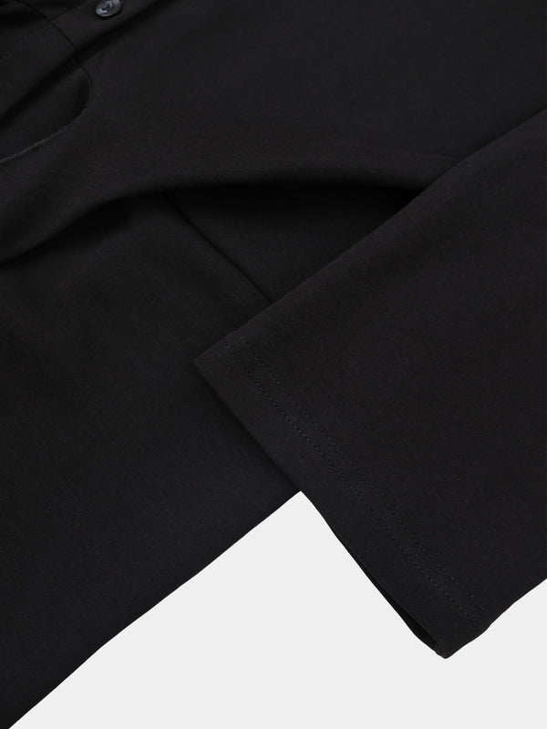 Waist Tie Button Down T-Shirt Dress-Black