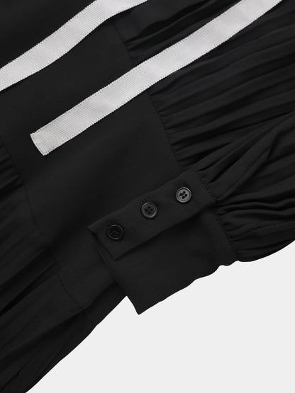 Mini Pleat Yoke Dress - Black