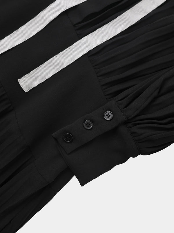 Mini Pleat Yoke Dress - Black