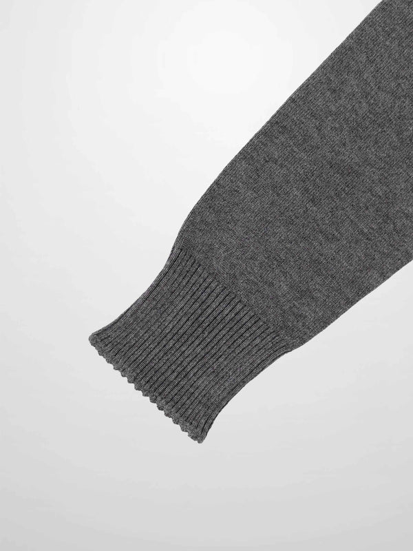 Trim Detail Crew Crop Cardigan-Heathered Grey