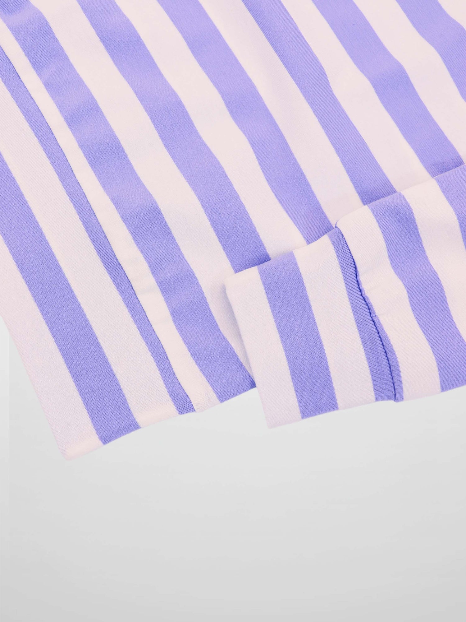Striped Collar Bomber Tee-Lavender/White