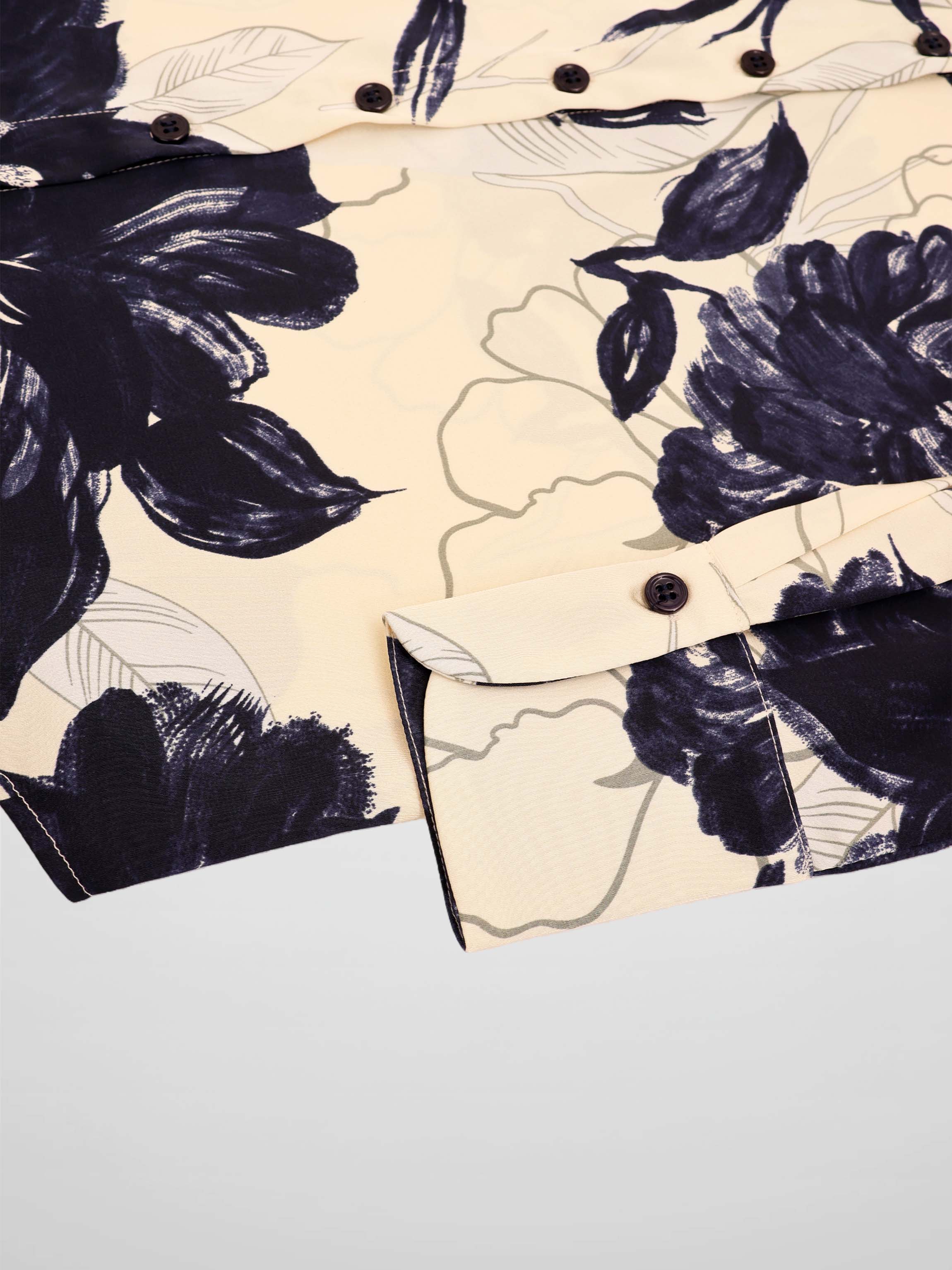 Button Down Collared Blouse-Navy Floral