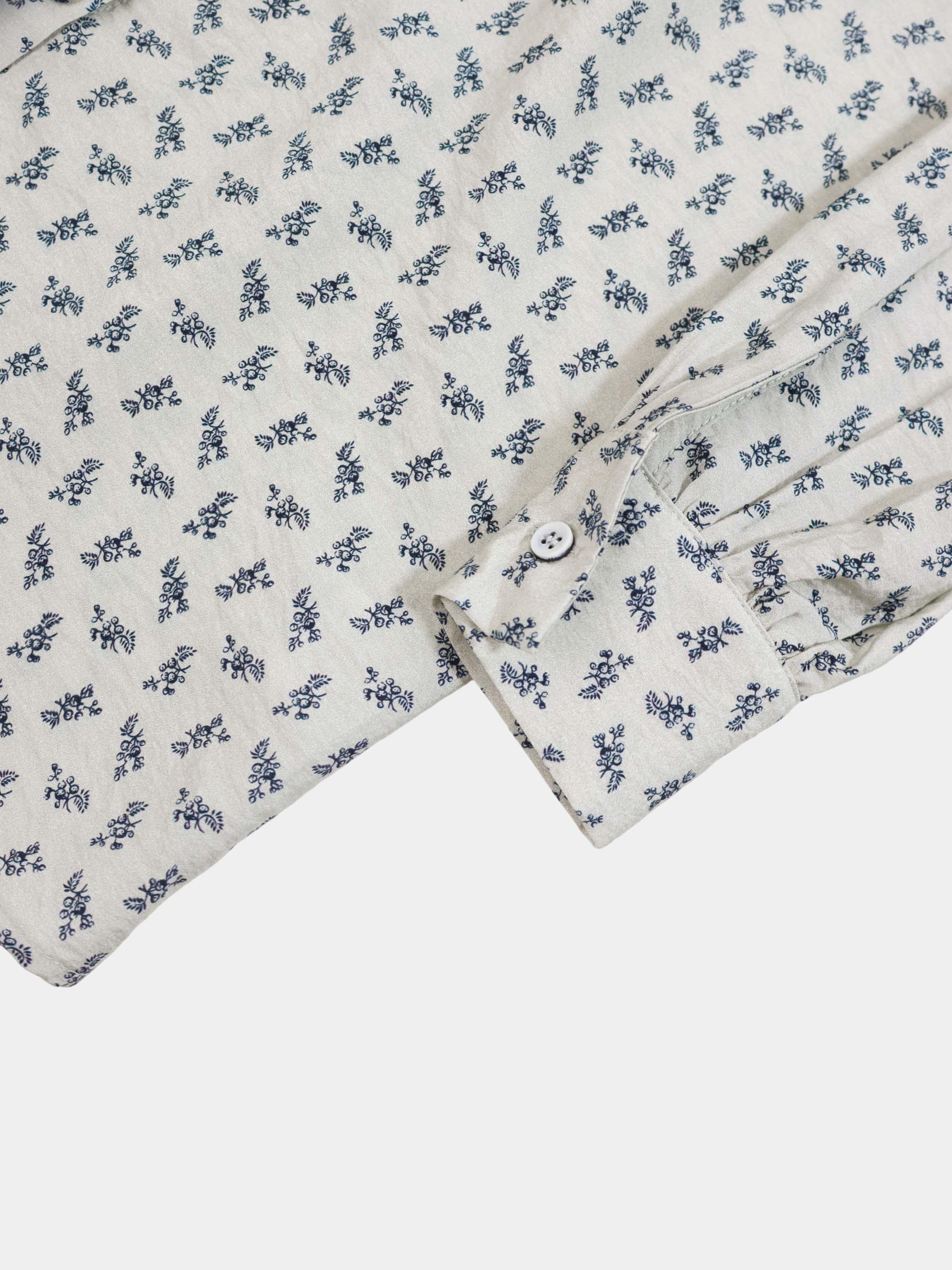 Peter Pan Collar Blouse-Grey Floral