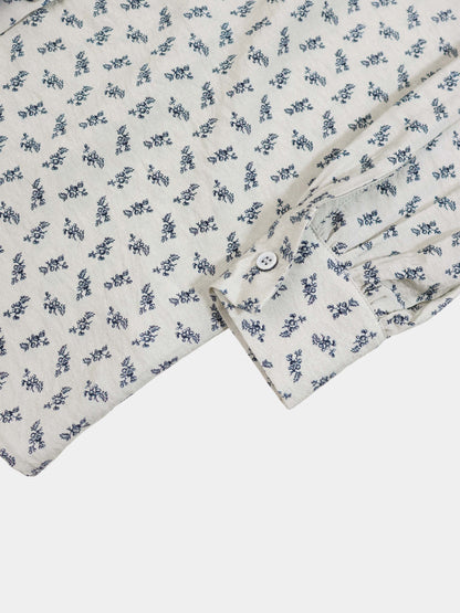 Peter Pan Collar Blouse-Grey Floral