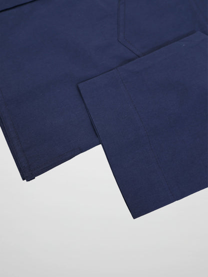 Cotton Crop Blouse-Navy