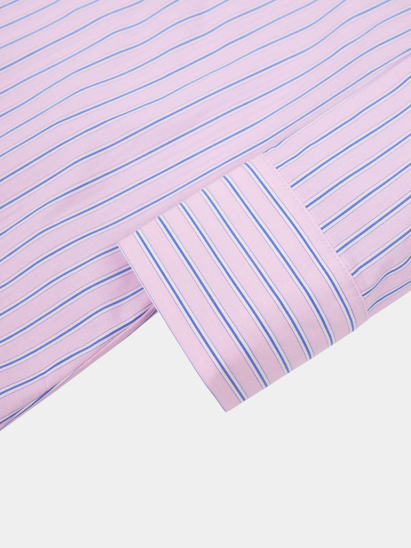 Pinstripe Tie Front Shirtdress-Pink Stripe
