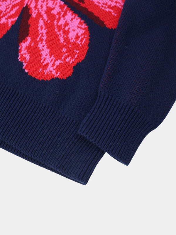 Flower Design Sweater - Blue