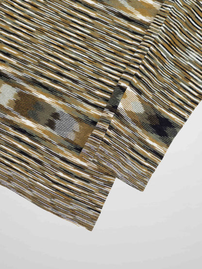 Abstract Stripe Knit Turtleneck-Olive