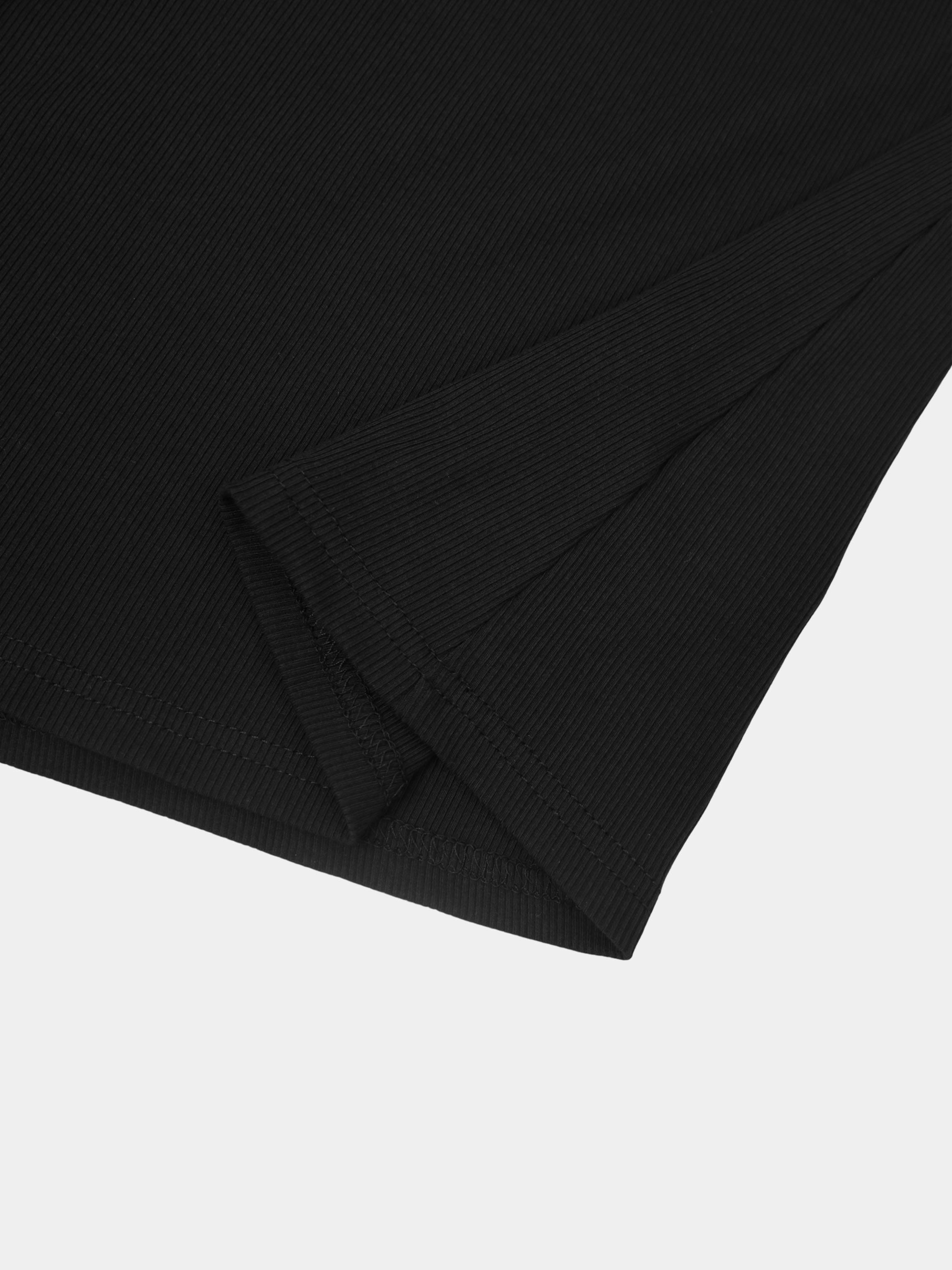 T-Shirt Ribbed Yoke Skirt-Black