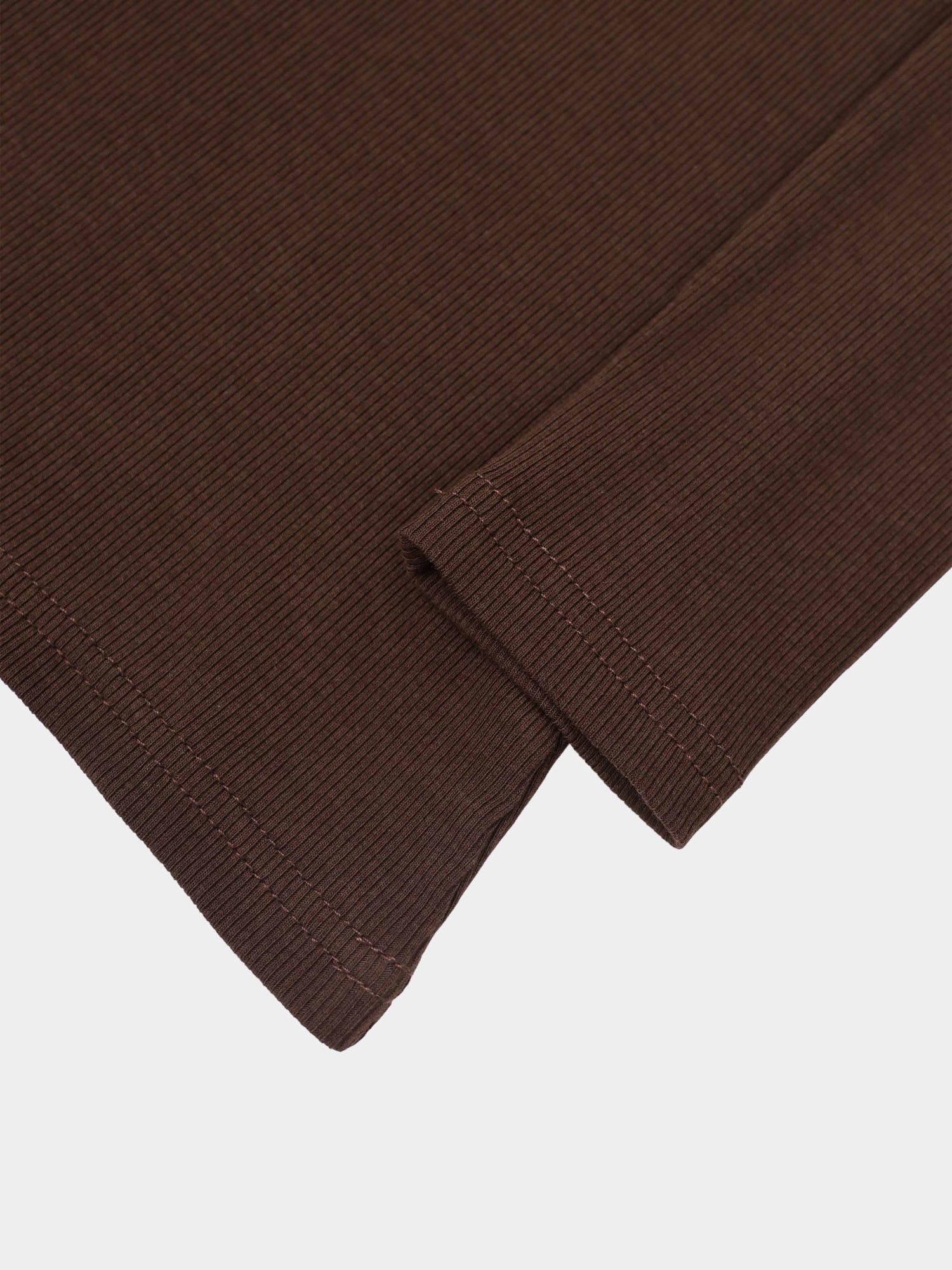 Soft Ribbed High V Tee-Chocolate Brown