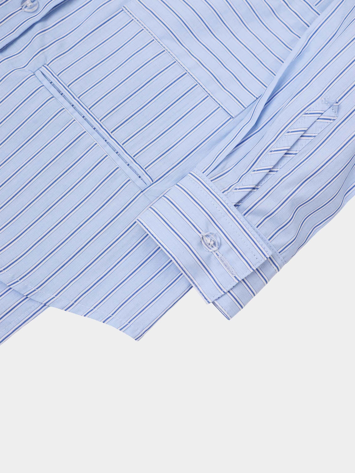 Crop Pinstripe Blouse-Blue/White