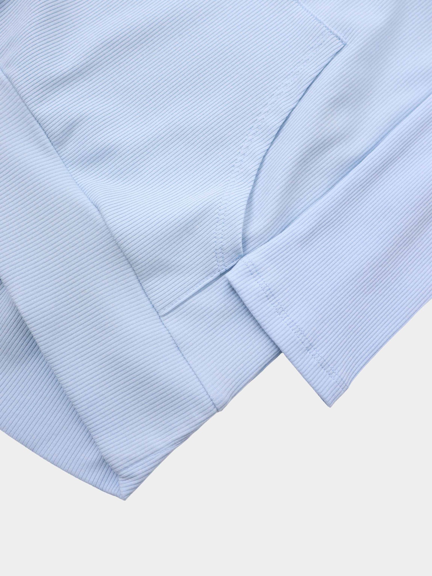 Ribbed Half Zip Hoodie Tee-Baby Blue