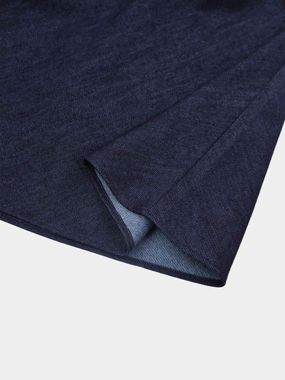 Classic Denim Skirt 37"-Dark Blue