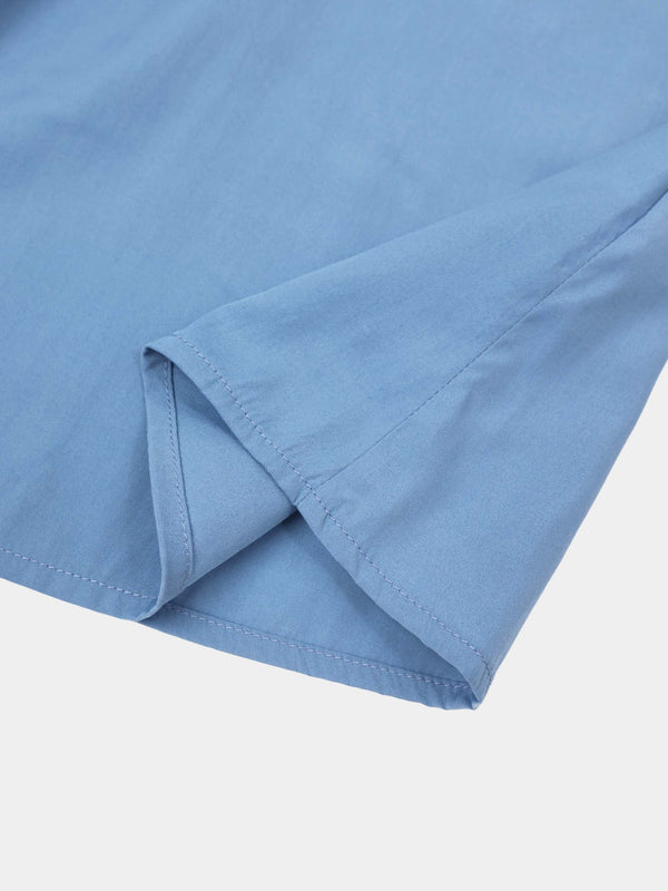 DRAWSTRING RUFFLE SKIRT-DUSTY BLUE