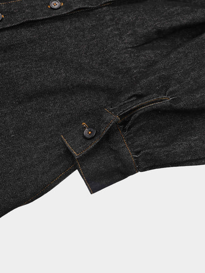 High Waisted Denim Dress - Black