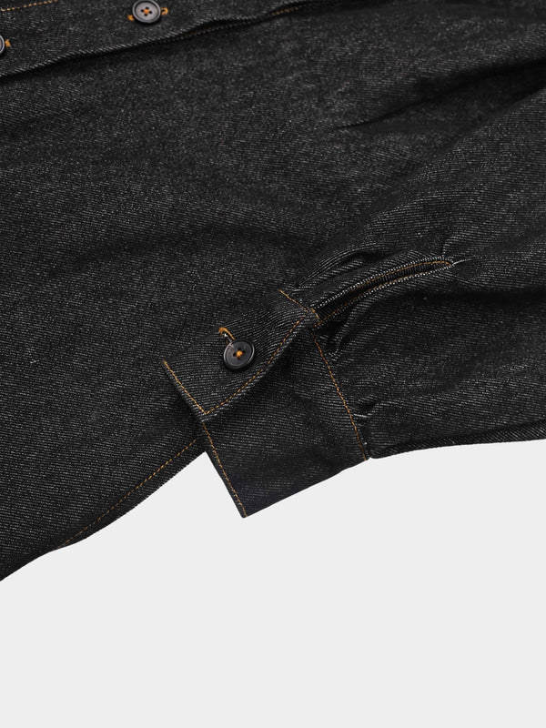 High Waisted Denim Dress - Black