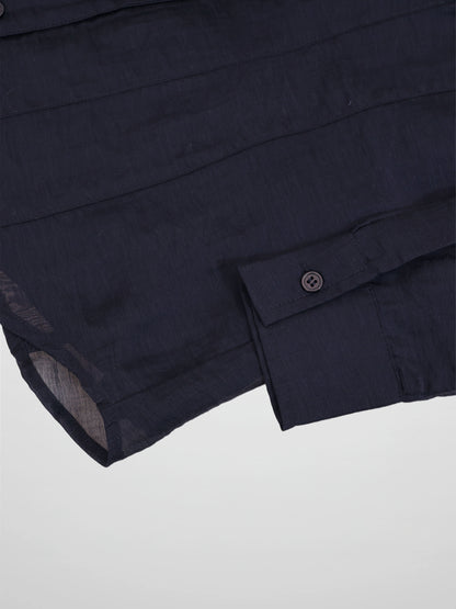 High V Neck Blouse-Navy
