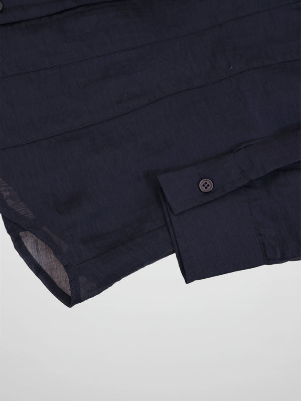 High V Neck Blouse-Navy