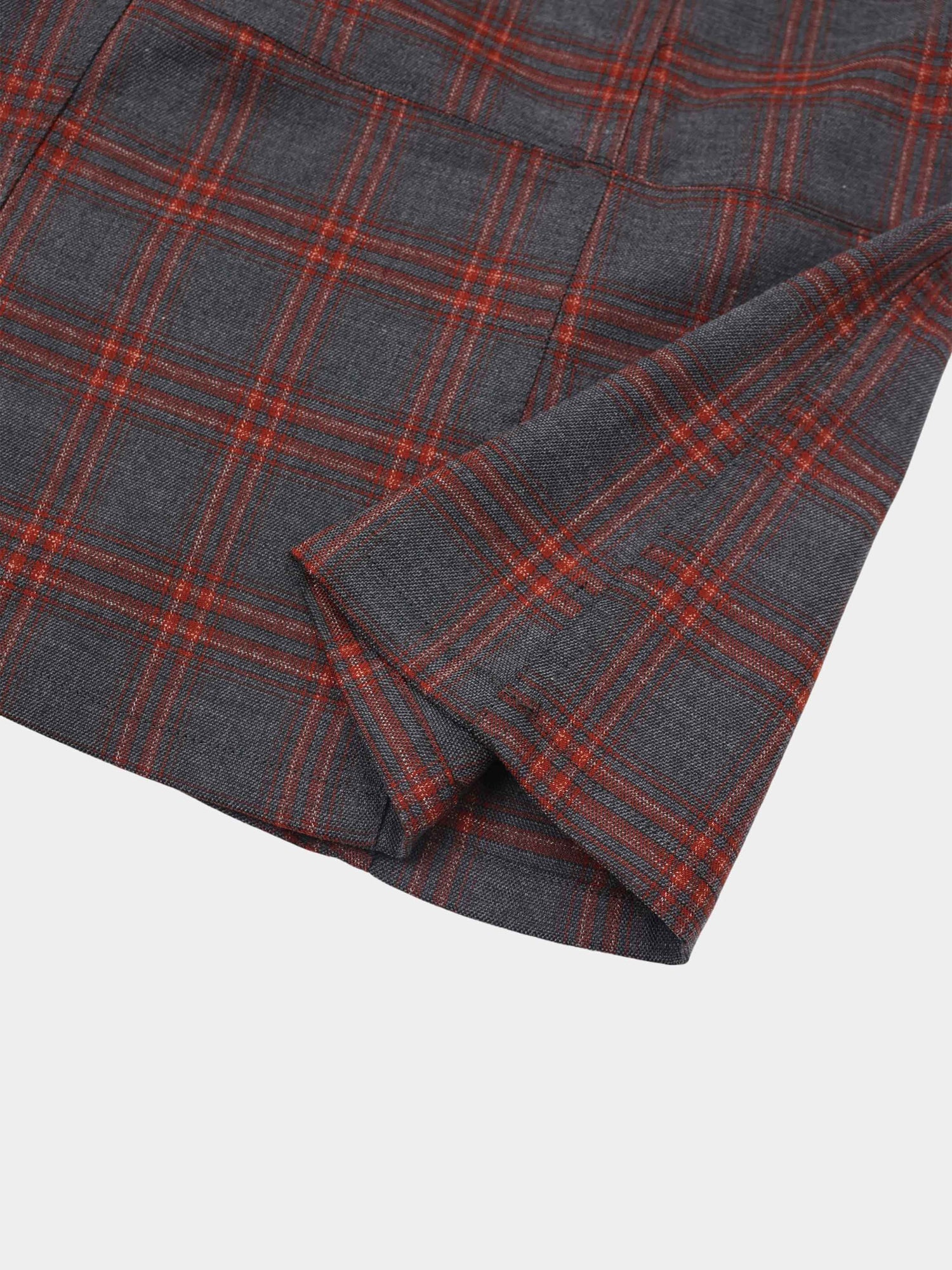 Seamed Flare Skirt - Grey/Rust Plaid