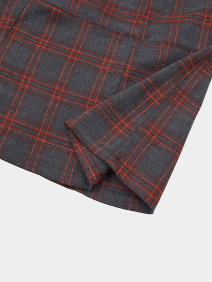 Seamed Flare Skirt - Grey/Rust Plaid