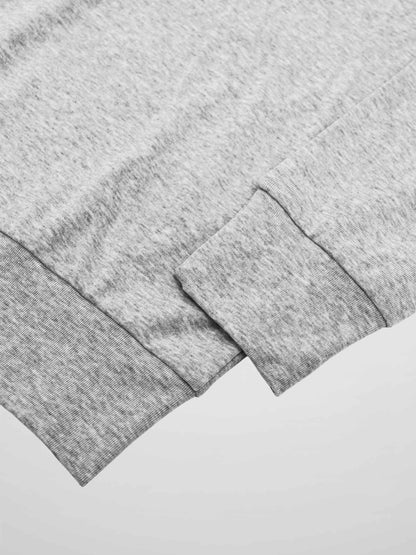 Collared Bomber Tee-Heathered Grey