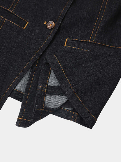 Denim Vest - Black