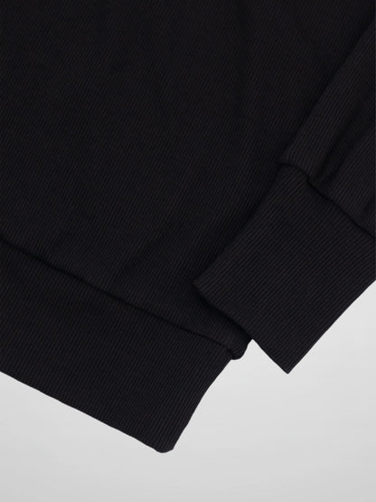 Ribbed Crew Bomber-Black