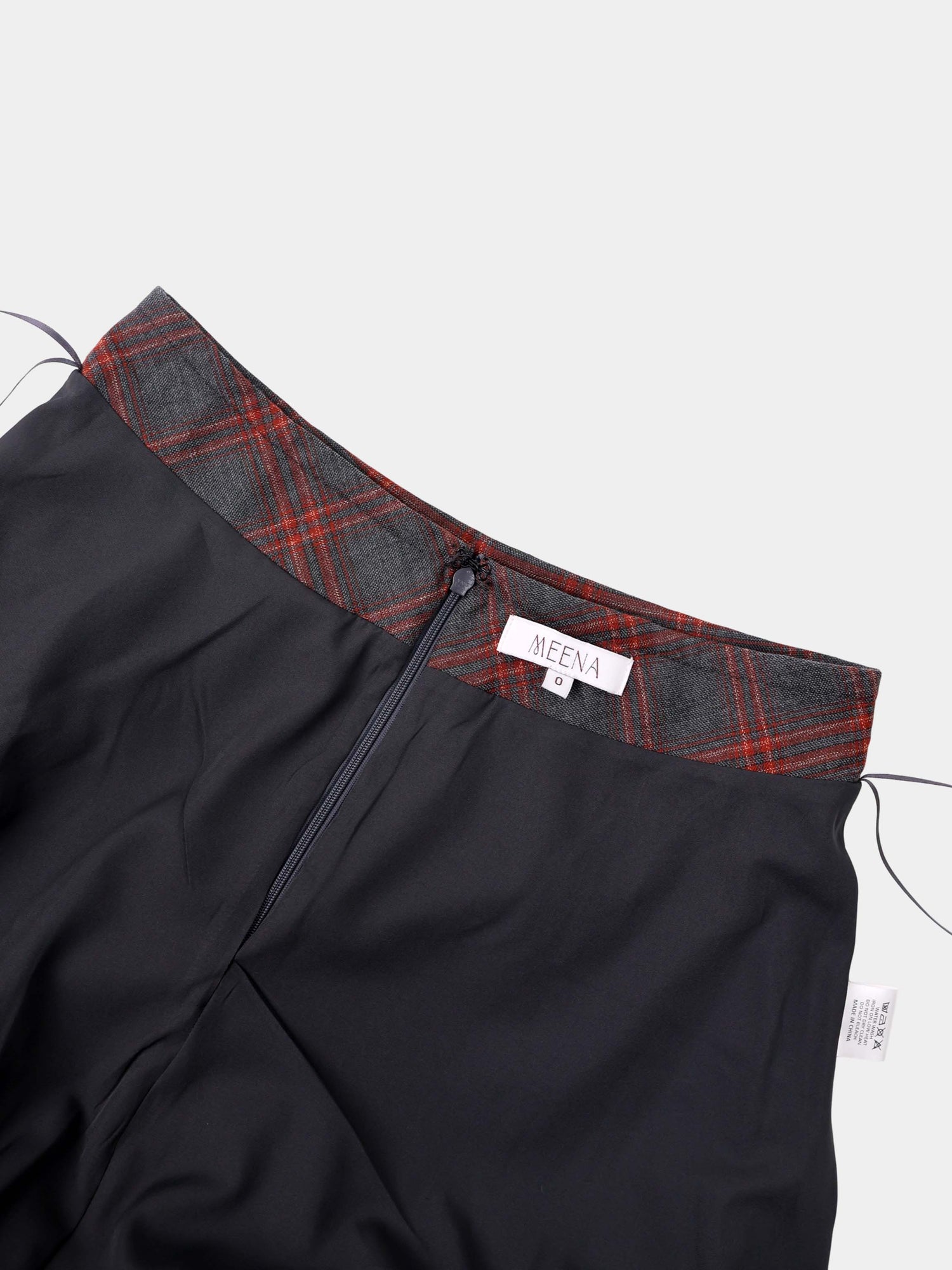 Seamed Flare Skirt - Grey/Rust Plaid
