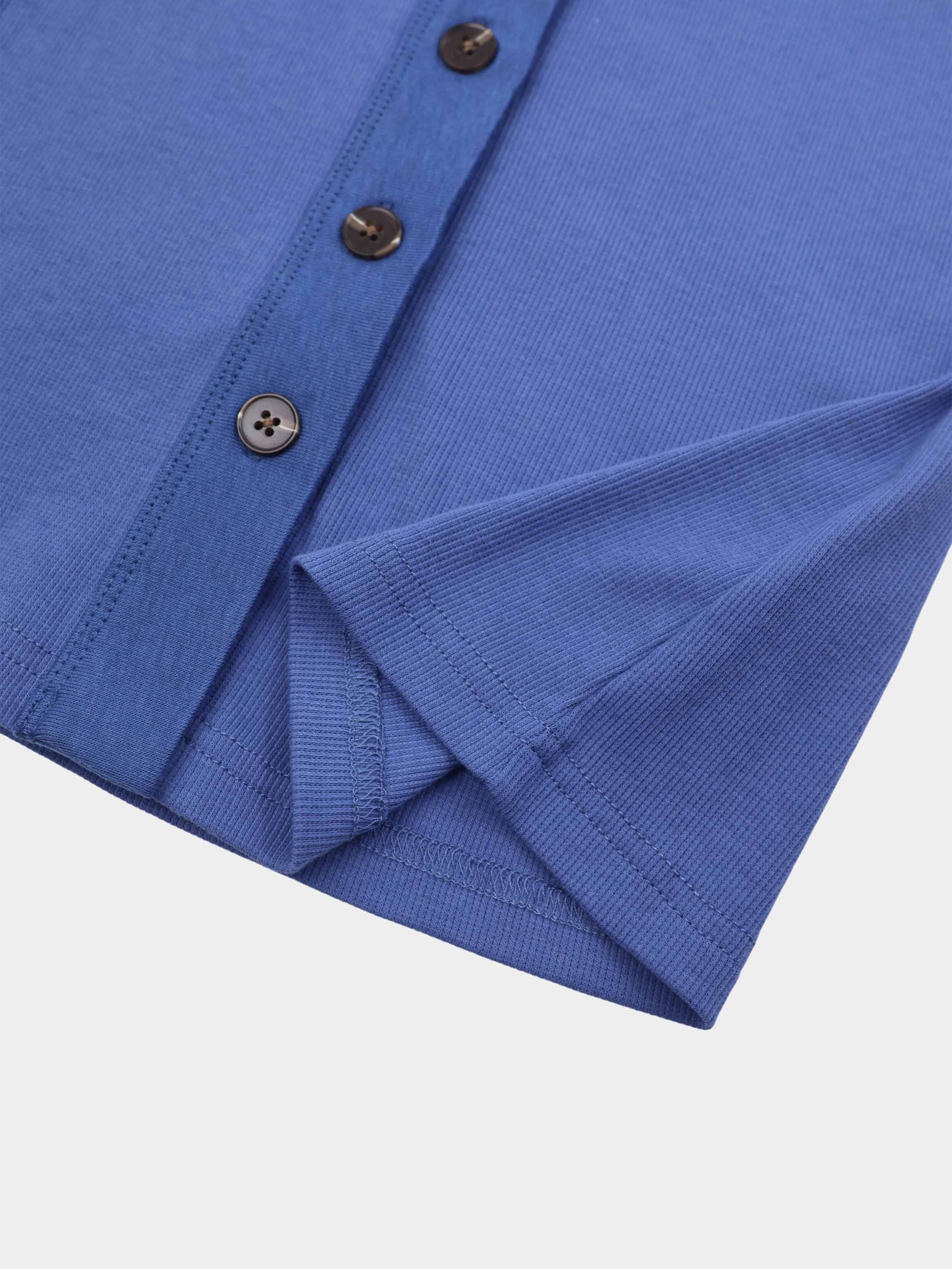 Ribbed Button Down Shirt-Blue