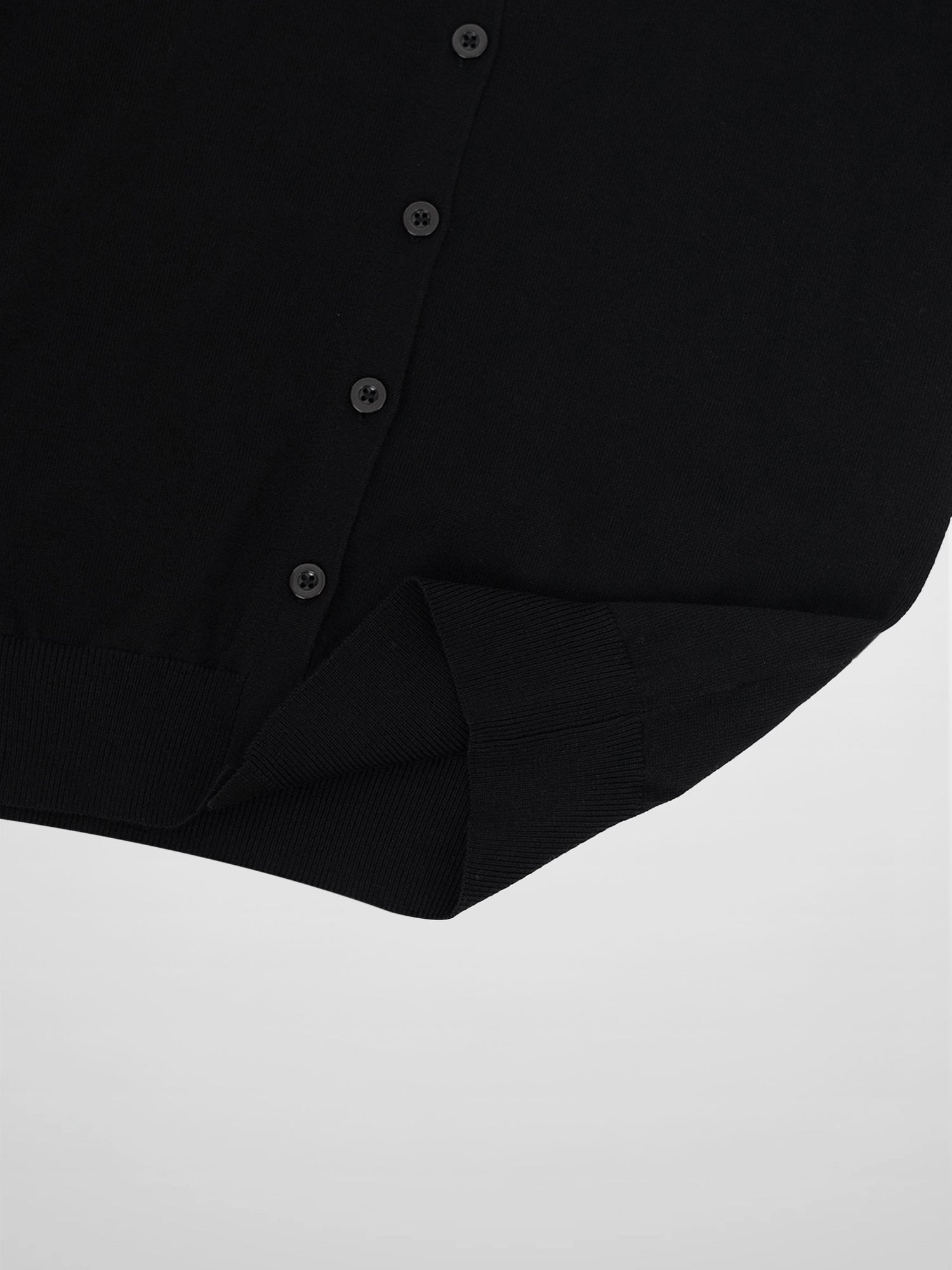Wool Blend Collared Cardigan-Black