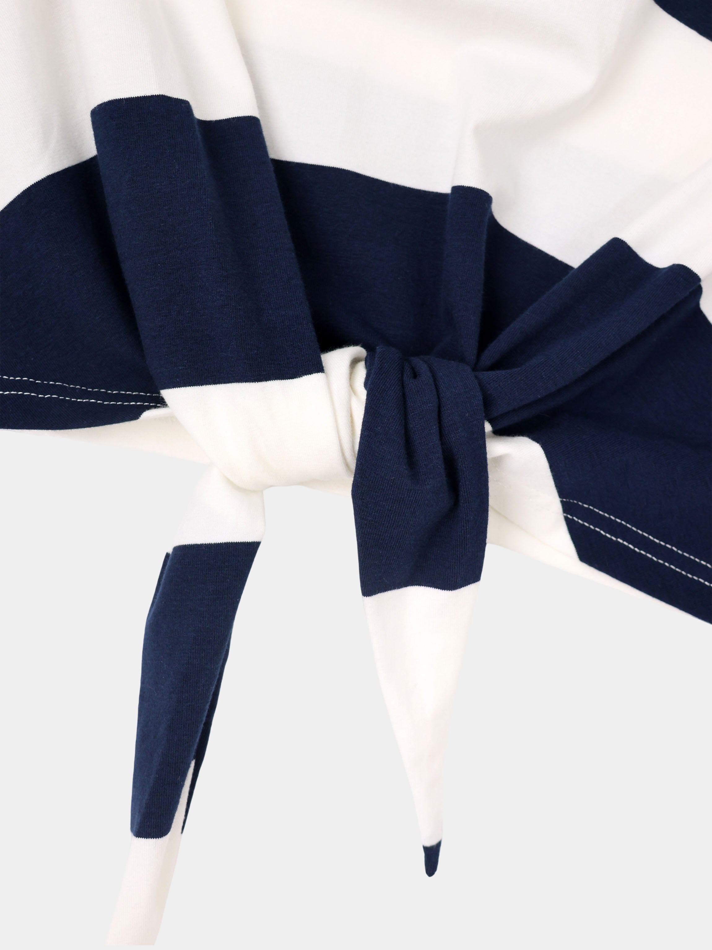 Striped Tie Bottom T-Shirt-Navy