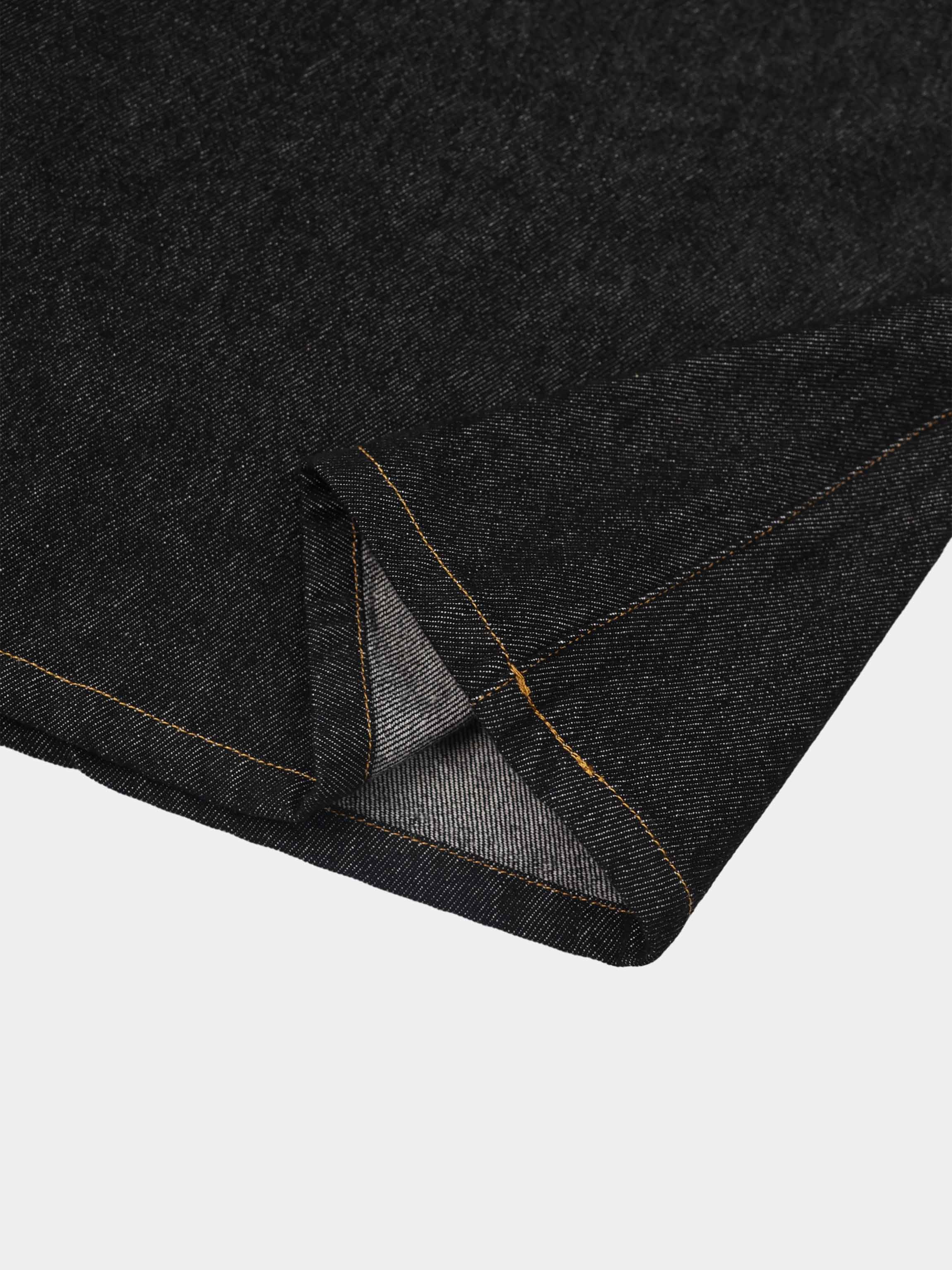 High Waisted Denim Dress - Black