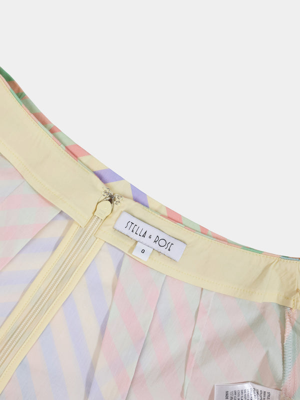 High Waisted Printed Skirt-Pastel Stripe