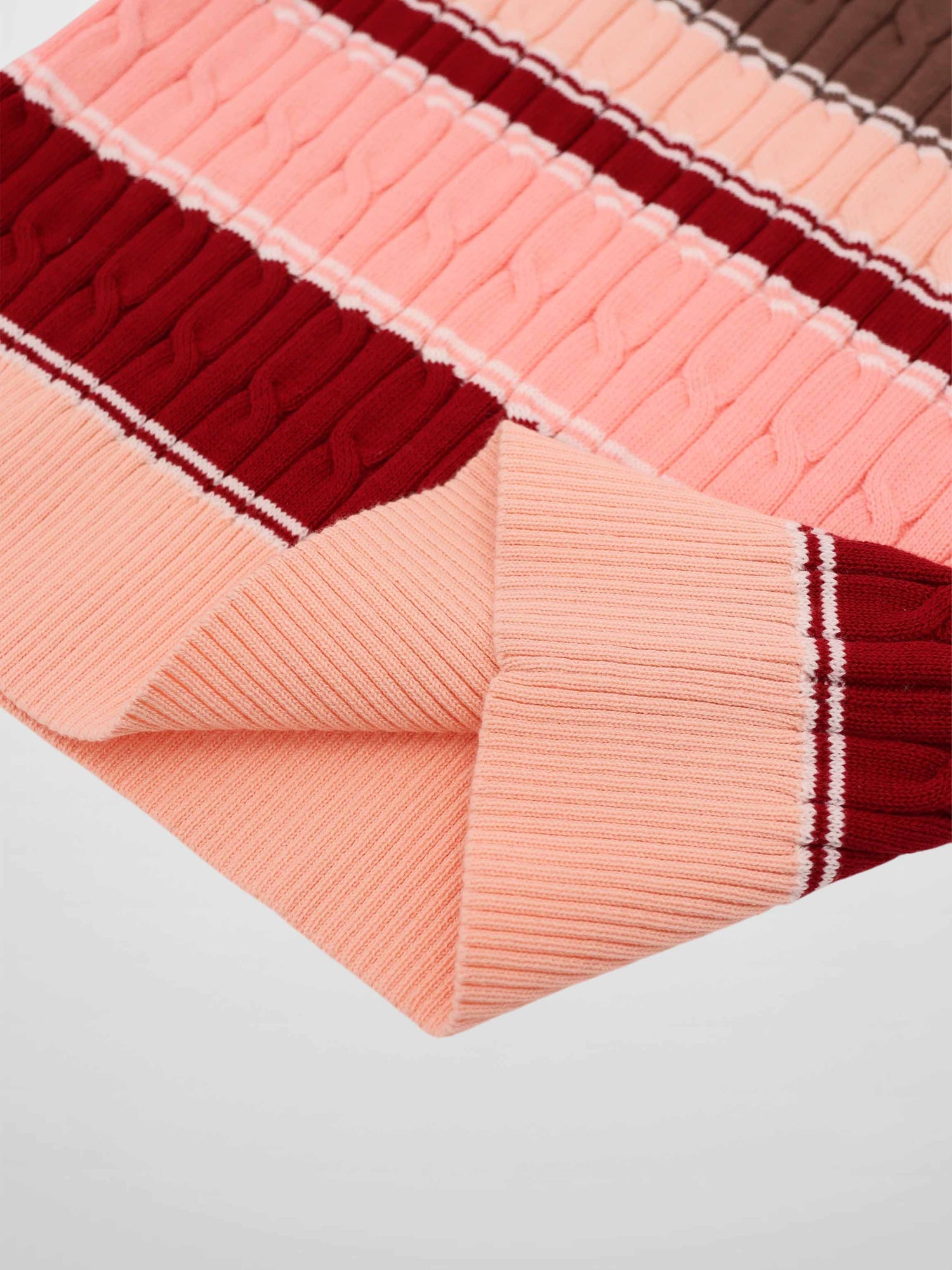 Striped Cable Sweater-Pink Stripe