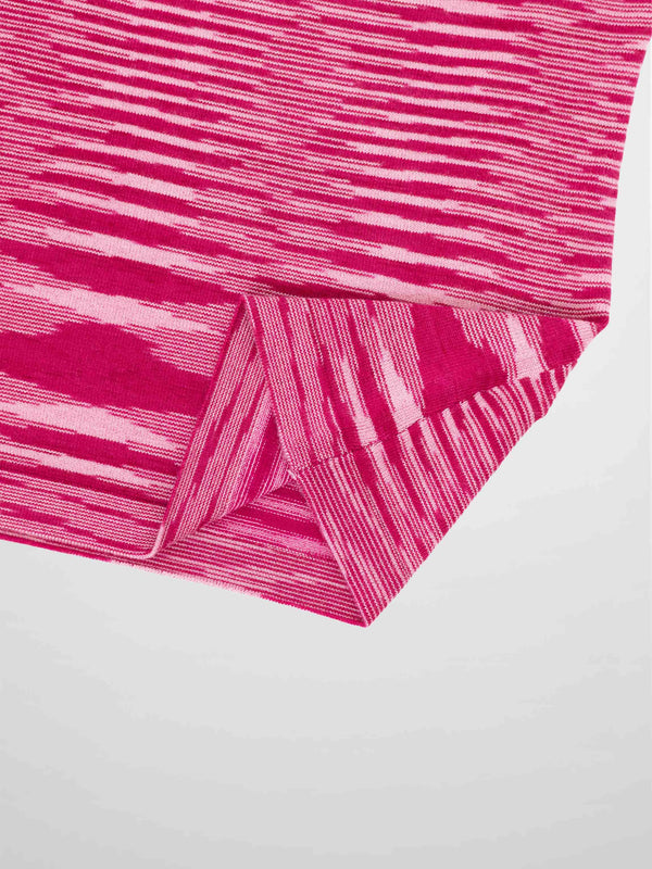 Abstract Stripe Knit Turtleneck-Berry Stripe