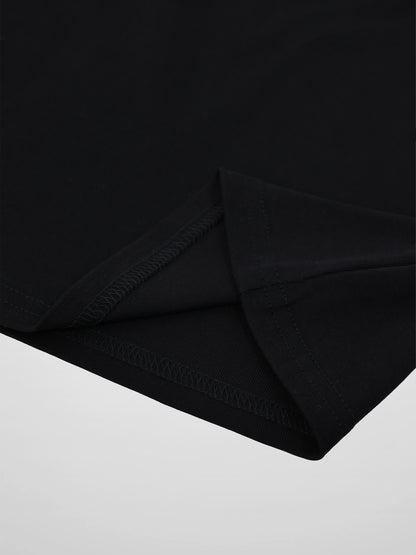Collared High V T-Shirt-Black