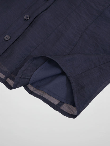 High V Neck Blouse-Navy