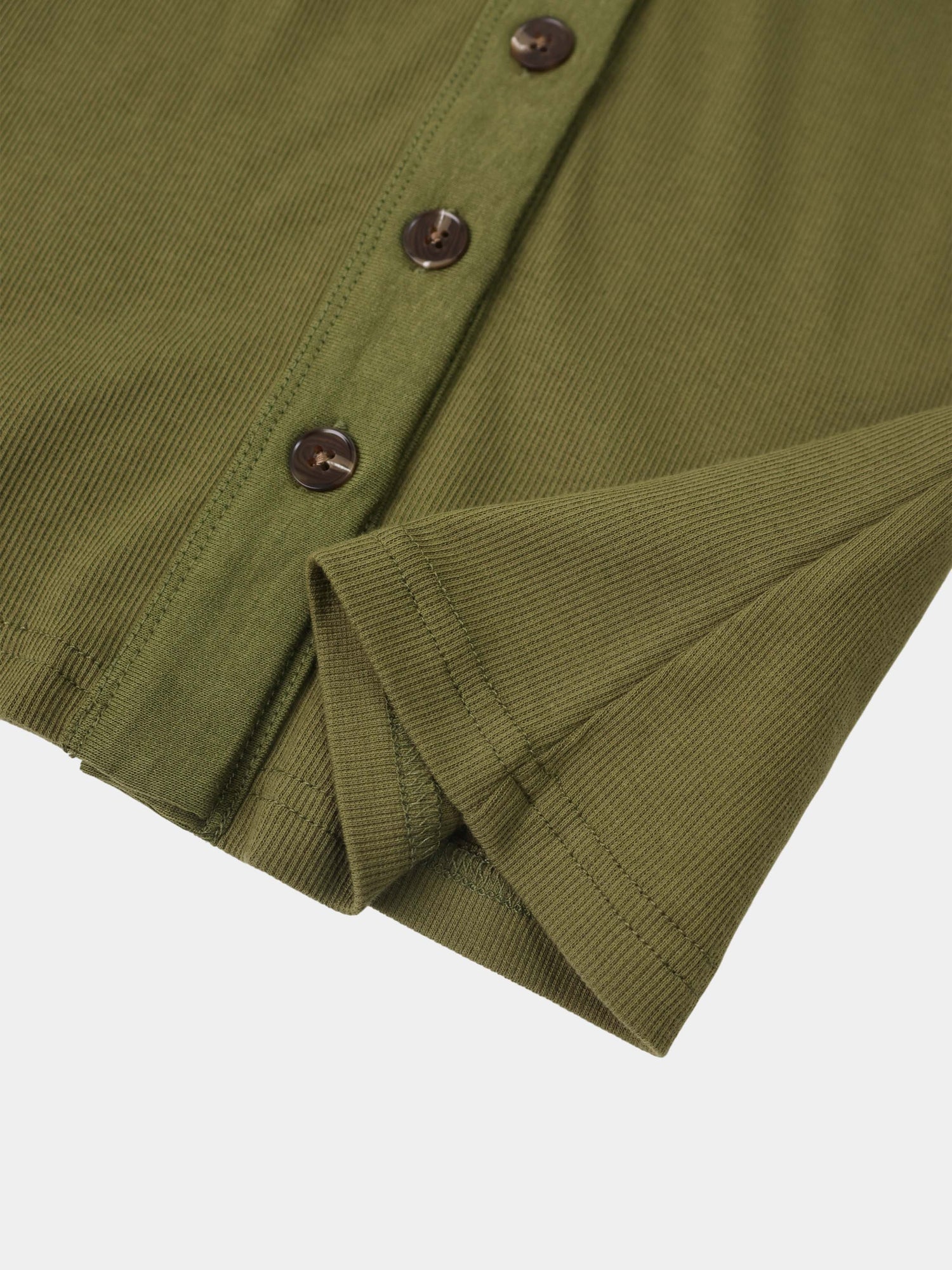 Ribbed Button Down Shirt-Olive