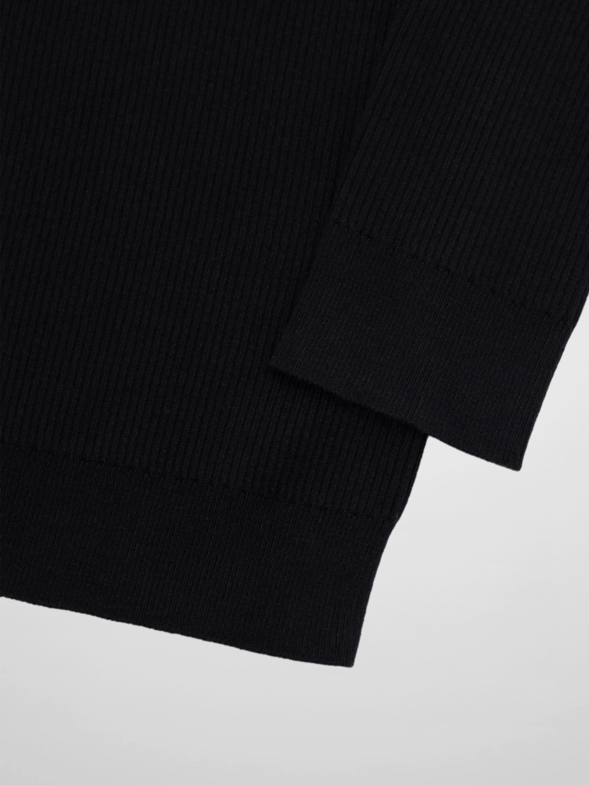 Ribbed Crew Neck Cardigan-Black